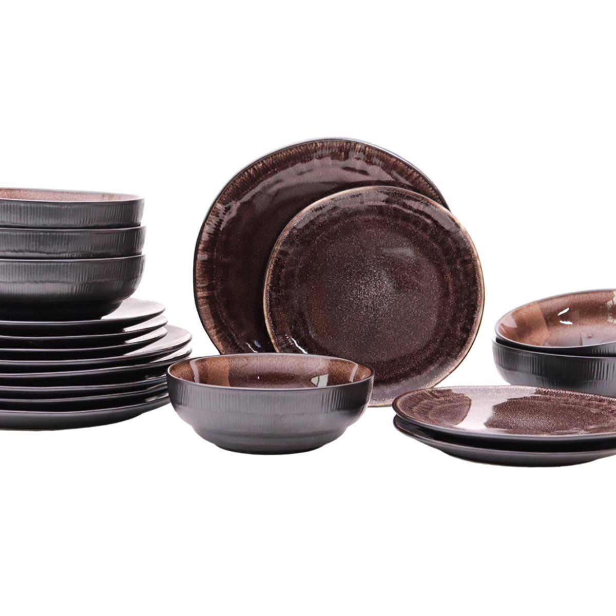 Piatti Servizio Tavola Set pz.18 Zen Marrone | Innova