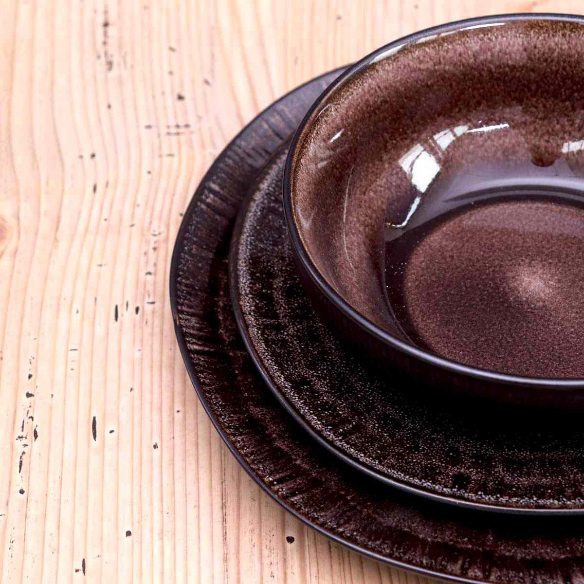 Piatti Servizio Tavola Set pz.18 Zen Marrone | Innova