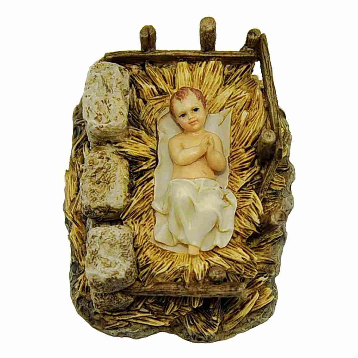 Statua cm.15 Ges Bambino con Lenzuolo e Culla |Moranduzzo