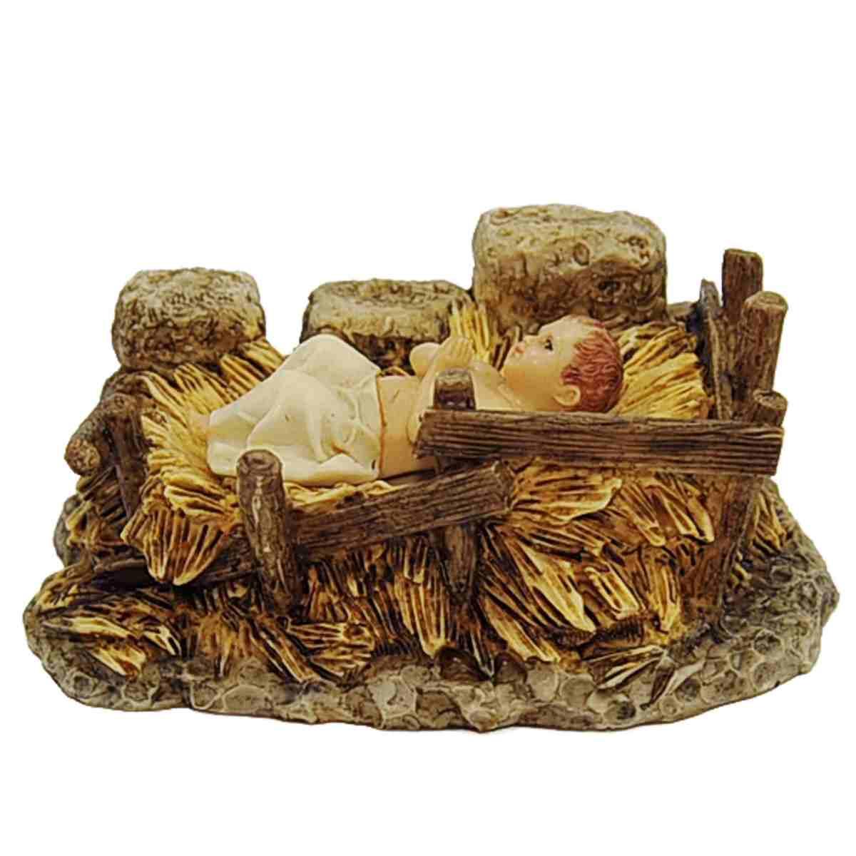 Statua cm.15 Ges Bambino con Lenzuolo e Culla |Moranduzzo