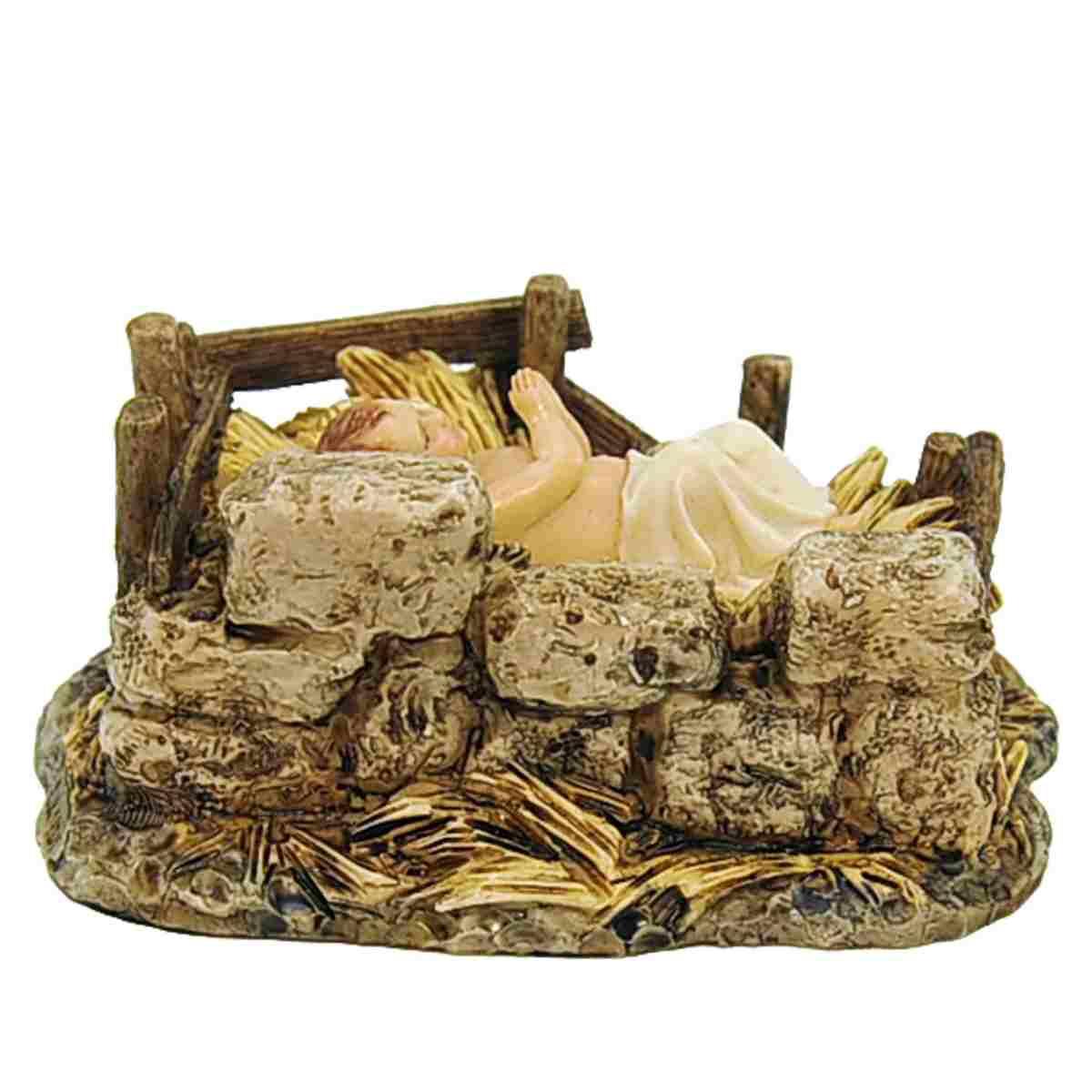 Statua cm.15 Ges Bambino con Lenzuolo e Culla |Moranduzzo