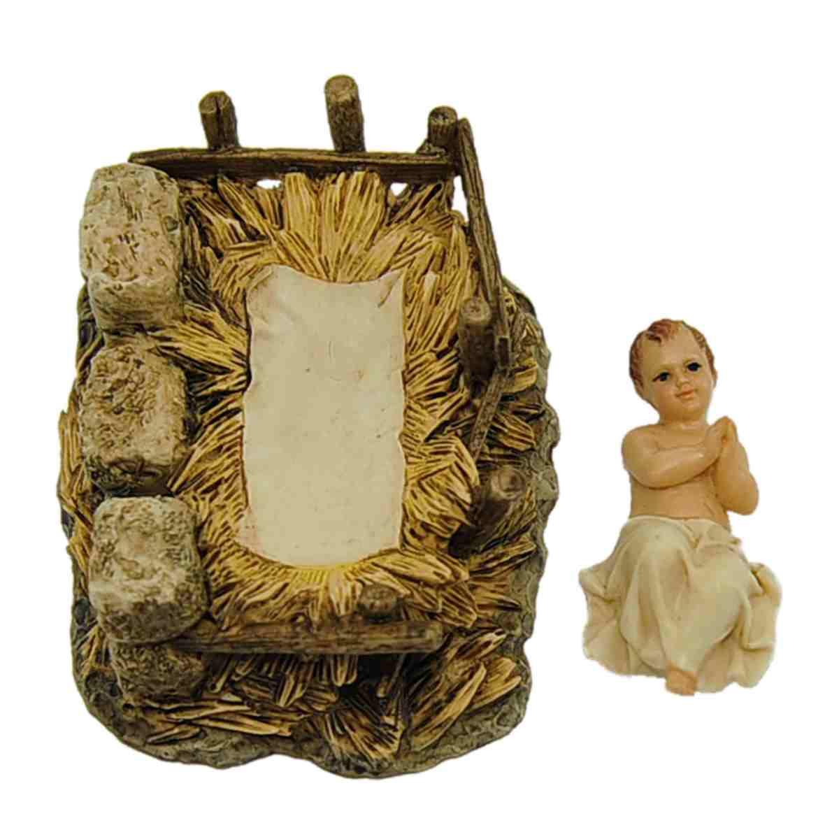 Statua cm.15 Ges Bambino con Lenzuolo e Culla |Moranduzzo