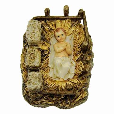 Statua cm.15 Ges Bambino con Lenzuolo e Culla |Moranduzzo