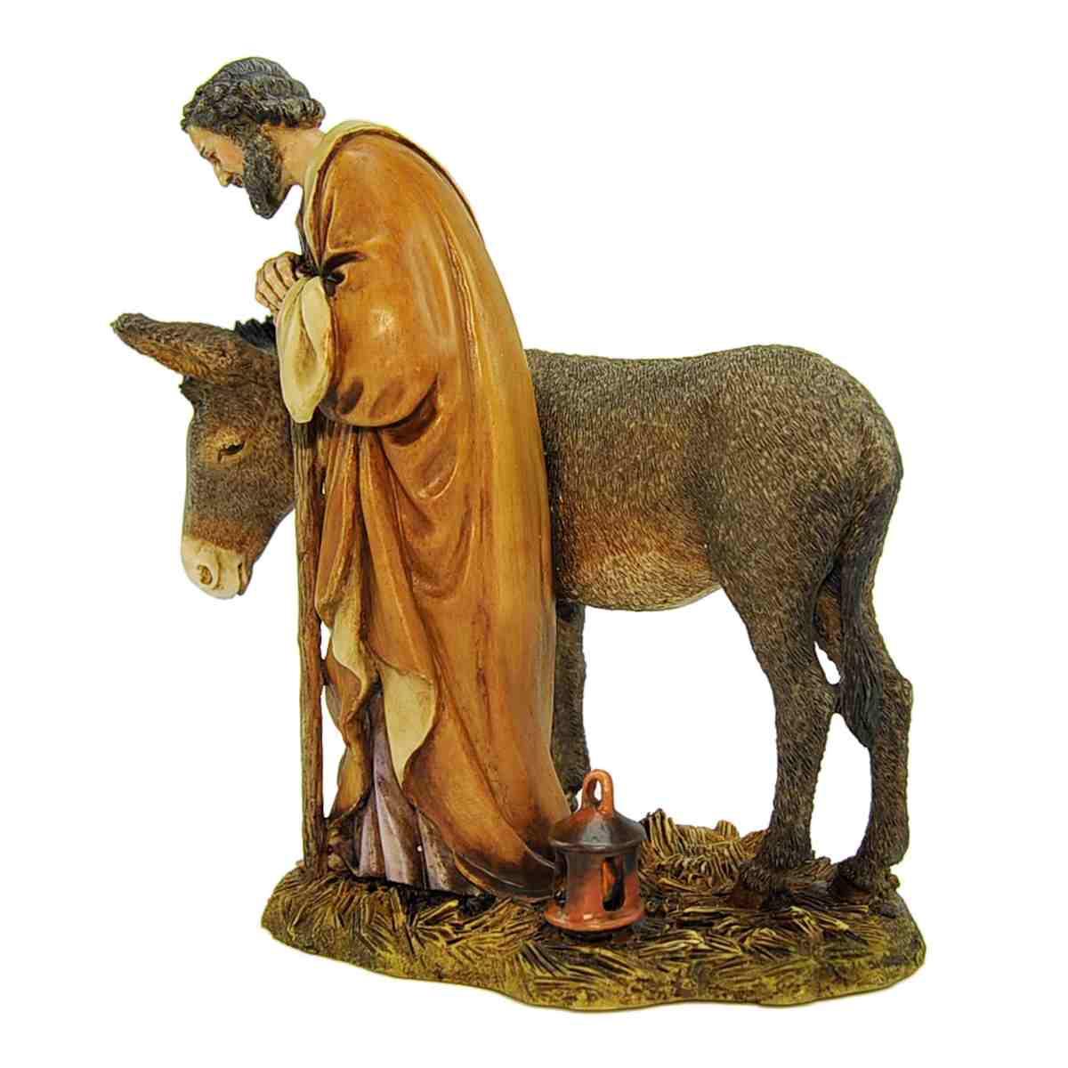 Statua presepe 20 cm san giuseppe con asino collection
