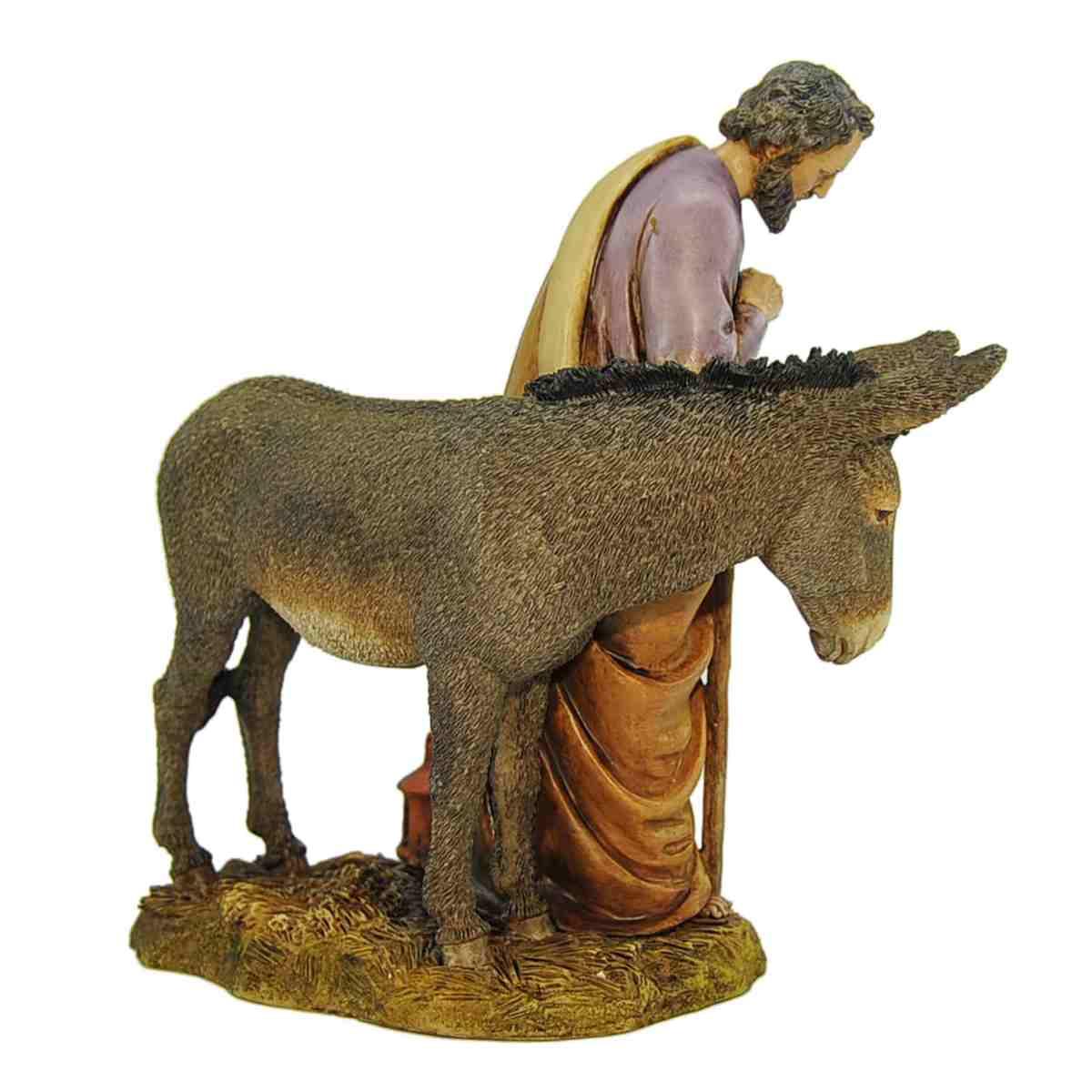 Statua presepe 20 cm san giuseppe con asino collection