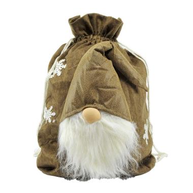 Sacco Natalizio con Gnomo Marrone cm.50x40 |Moranduzzo