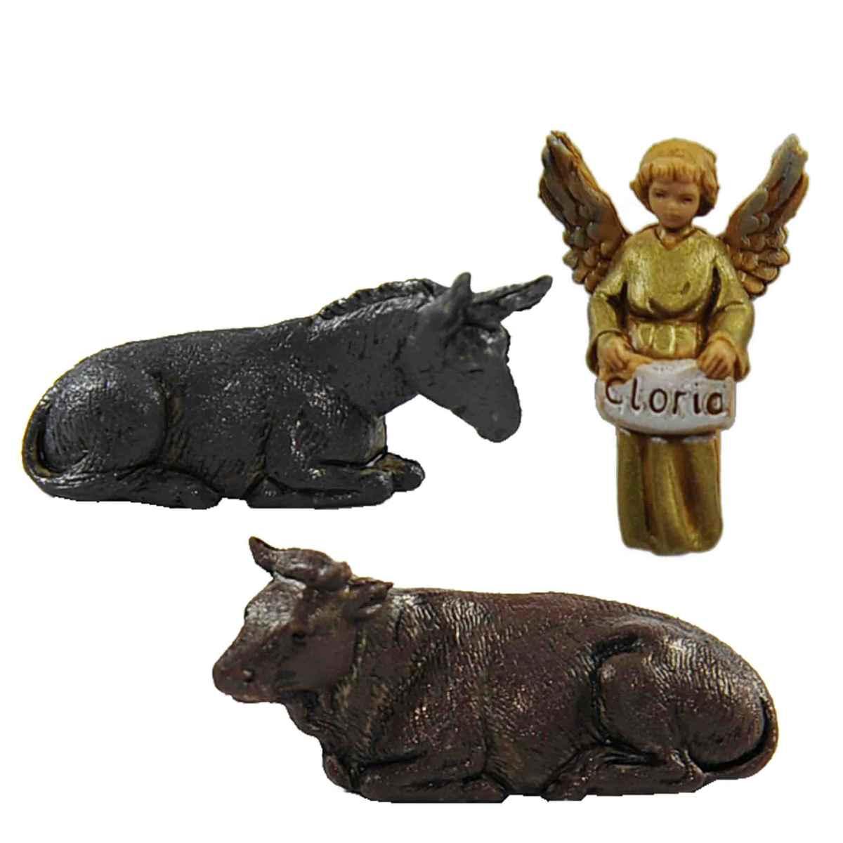 Statua cm.3,5 Gloria con Bue e Asino Set pz.3