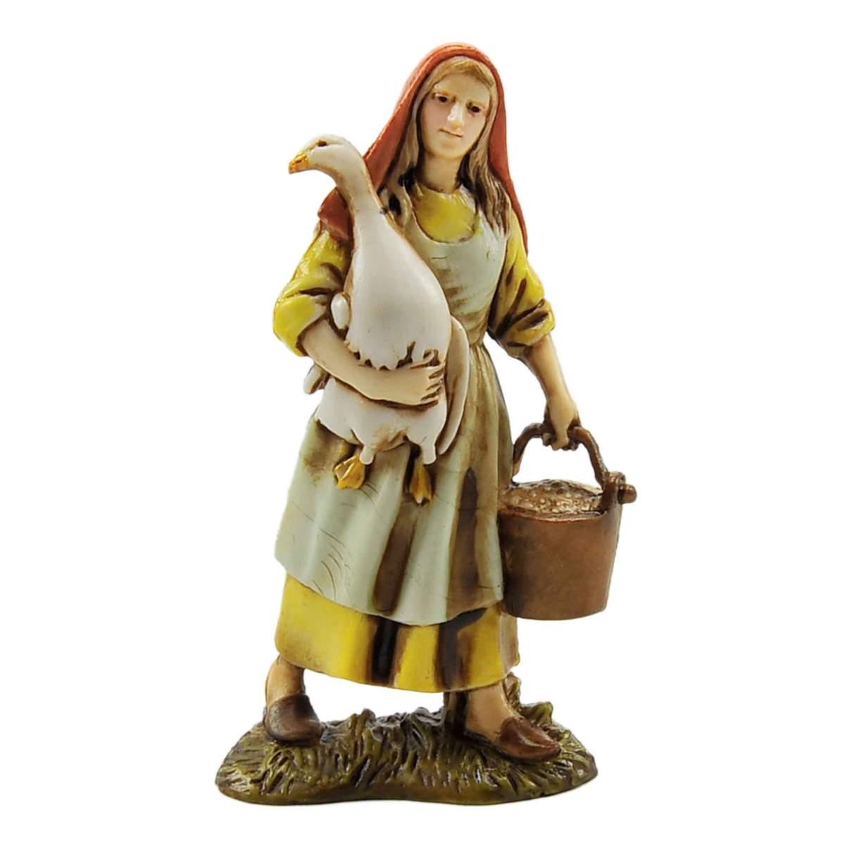 Statua cm.10 Donna con Oca e Secchio | Moranduzzo