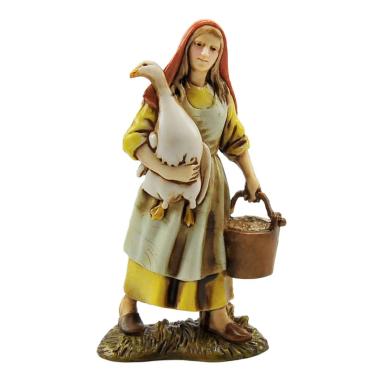 Statua cm.10 Donna con Oca e Secchio | Moranduzzo