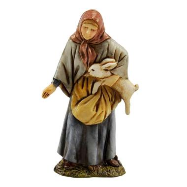 Statua cm.10 Donna con Sacca e Coniglio Braccio | Moranduzzo