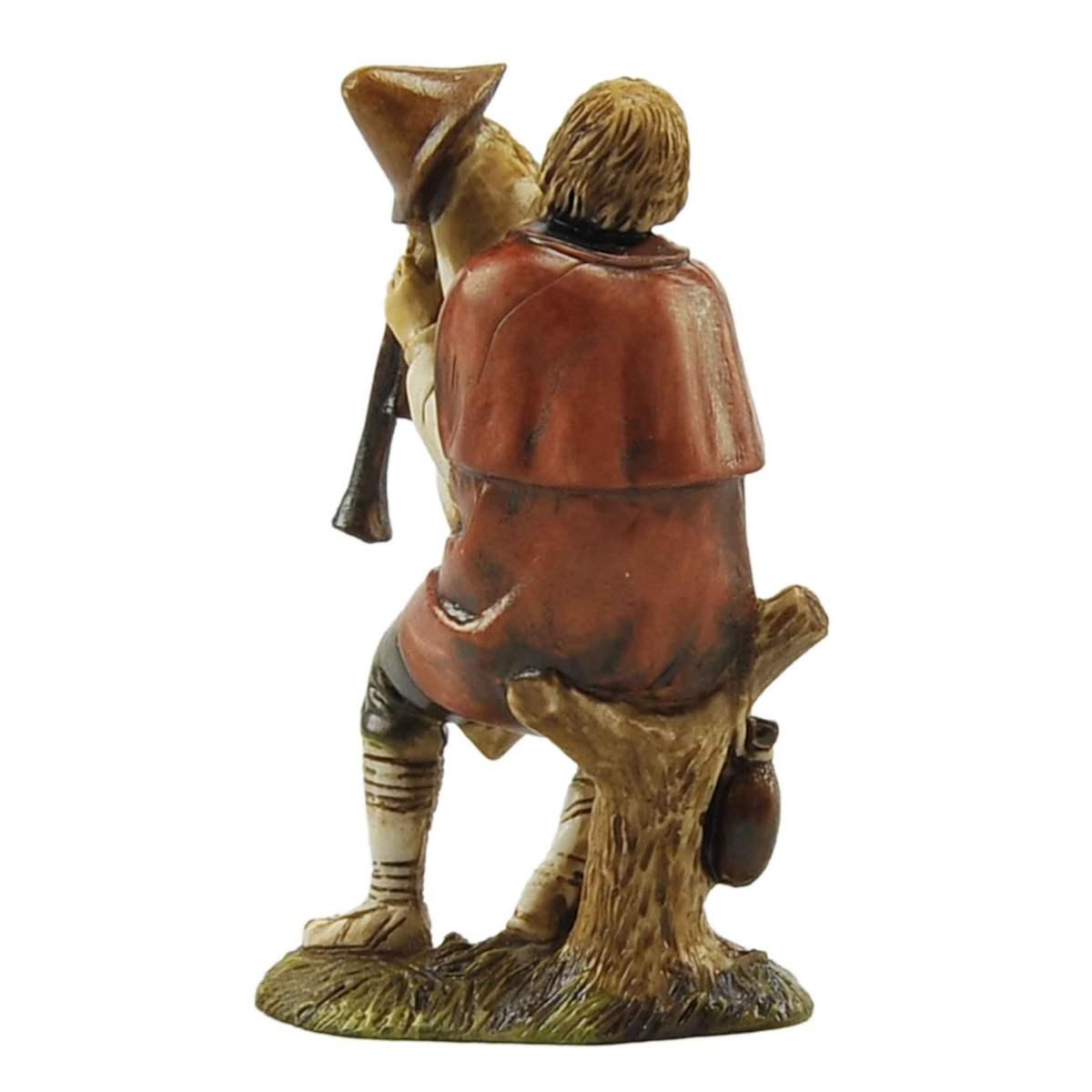Statua cm.10 Zampognaro Seduto su Tronco | Moranduzzo