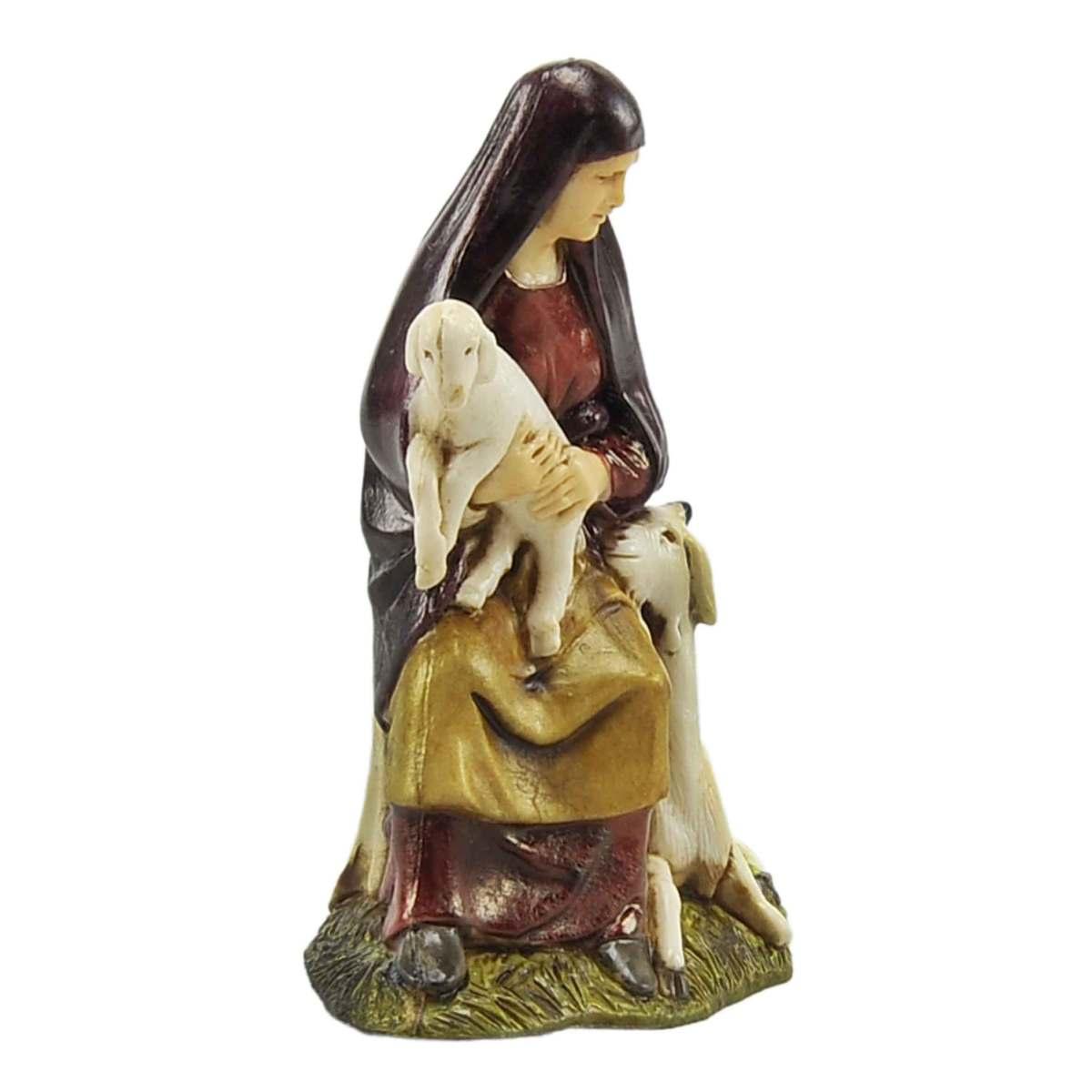 Statua cm.10 Donna Seduta con Capre | Moranduzzo