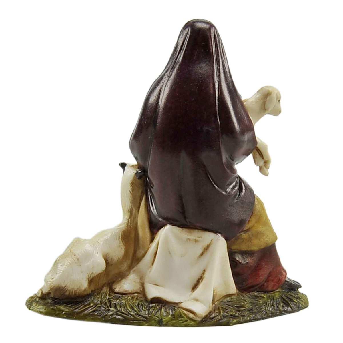 Statua cm.10 Donna Seduta con Capre | Moranduzzo