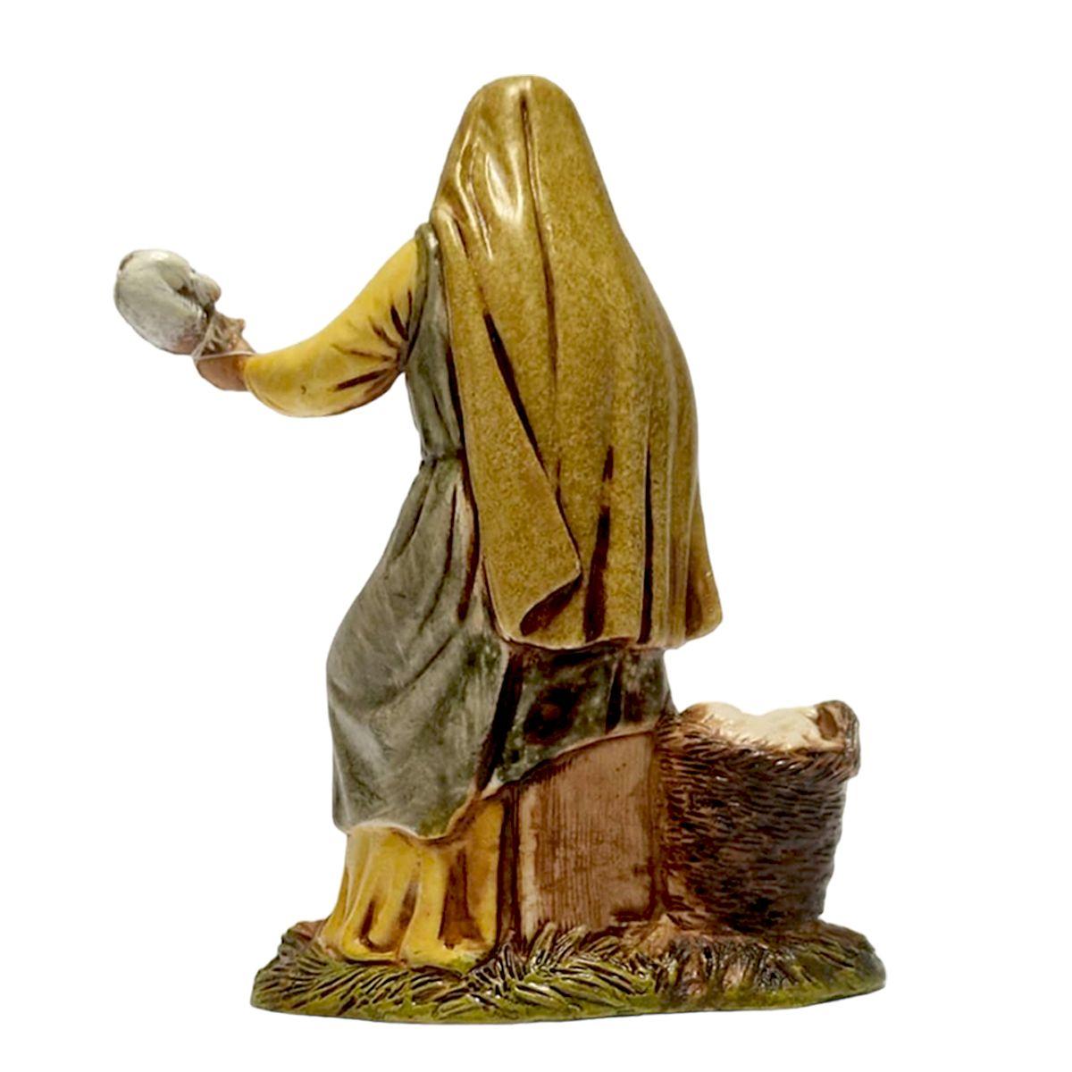 Statua cm.10 Filatrice Seduta con Cesta | Moranduzzo