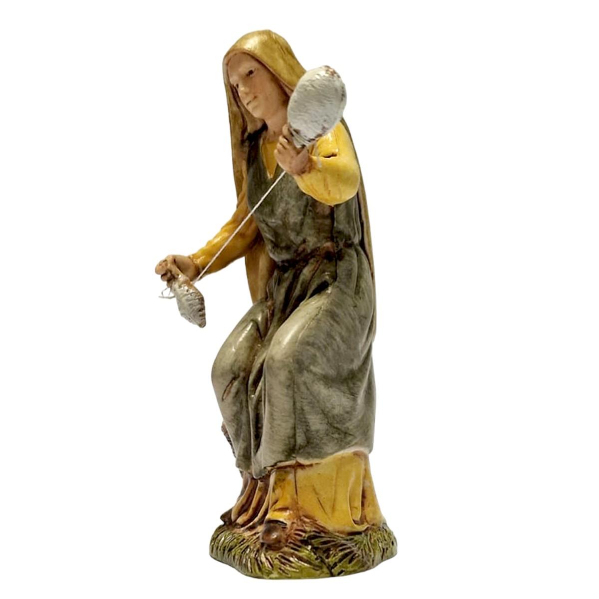 Statua cm.10 Filatrice Seduta con Cesta | Moranduzzo