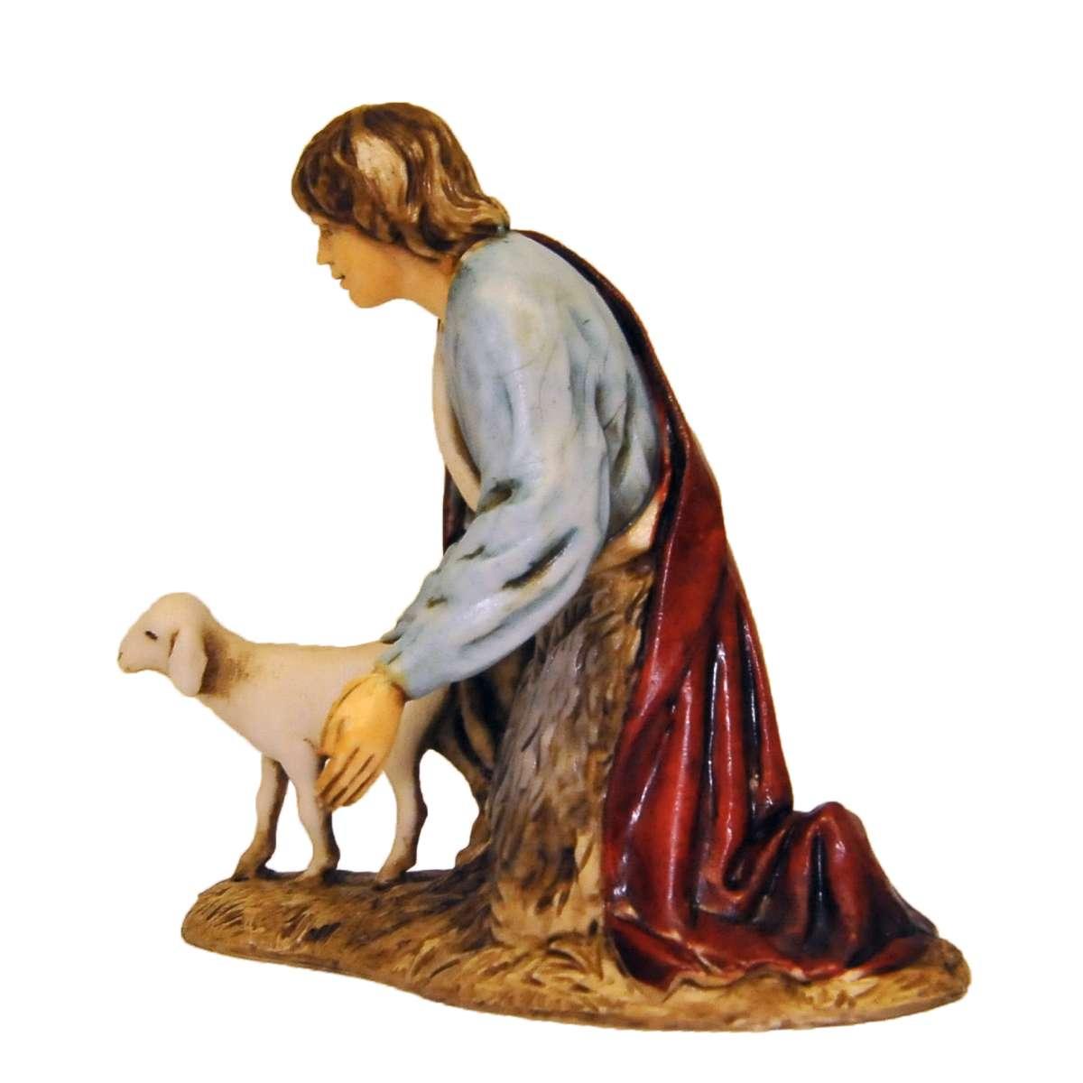Statua cm.10 Pastore inginocchiato con Pecora | Moranduzzo