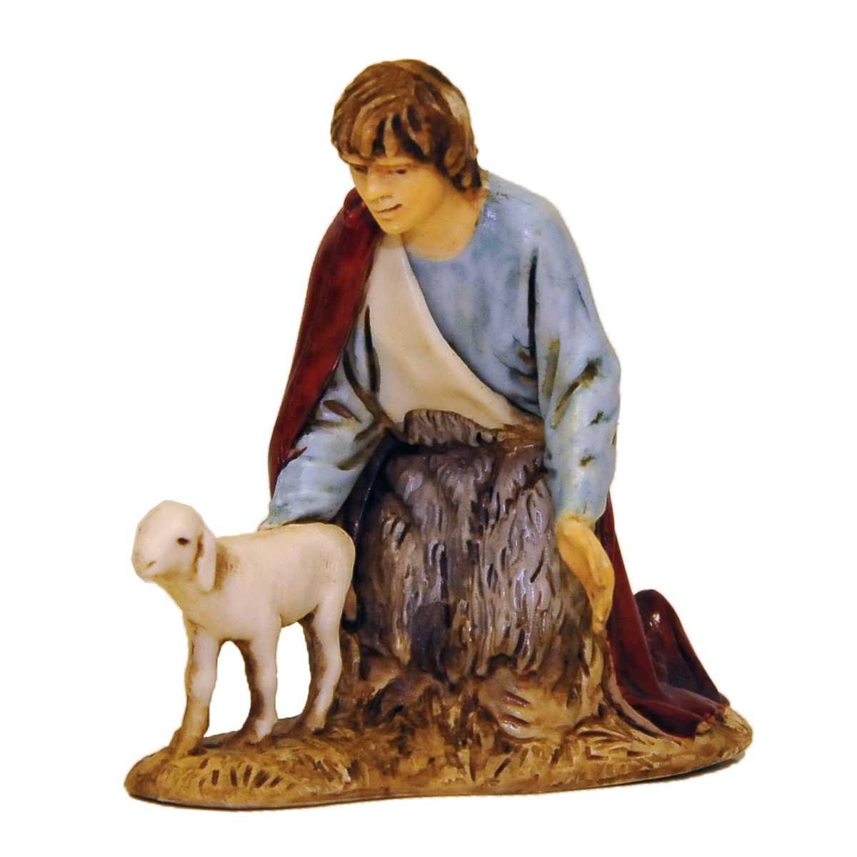 Statua cm.10 Pastore inginocchiato con Pecora | Moranduzzo