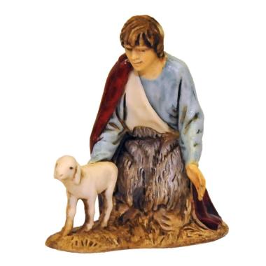 Statua cm.10 Pastore inginocchiato con Pecora | Moranduzzo