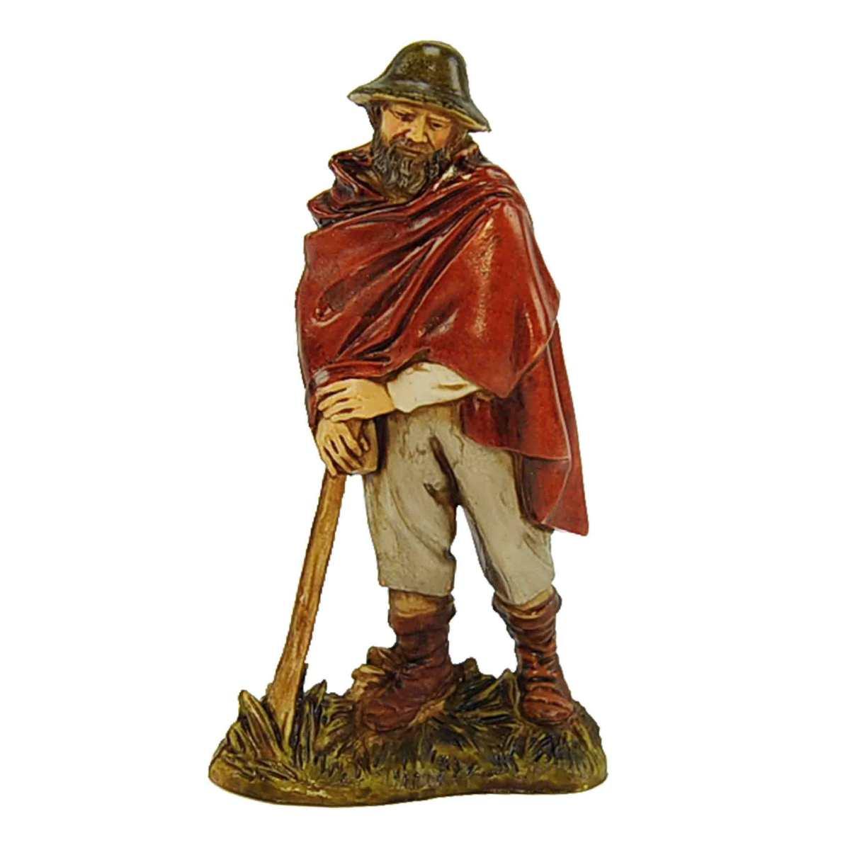 Statua cm.10 Viandante con Bastone e Mantello |Moranduzzo