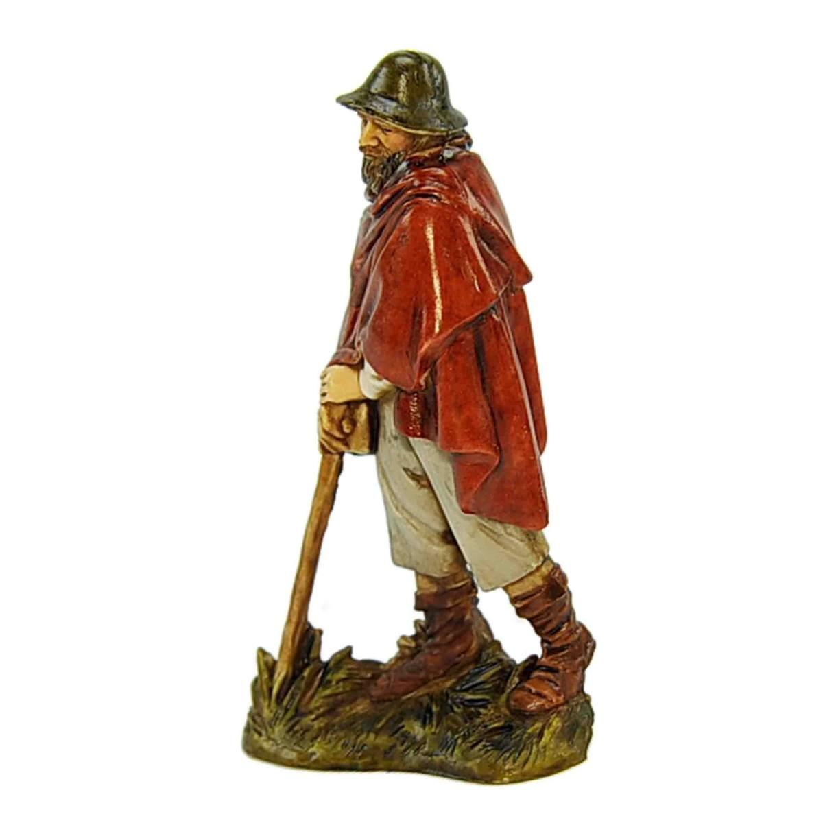 Statua cm.10 Viandante con Bastone e Mantello |Moranduzzo