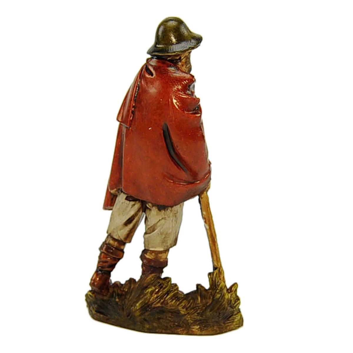 Statua cm.10 Viandante con Bastone e Mantello |Moranduzzo