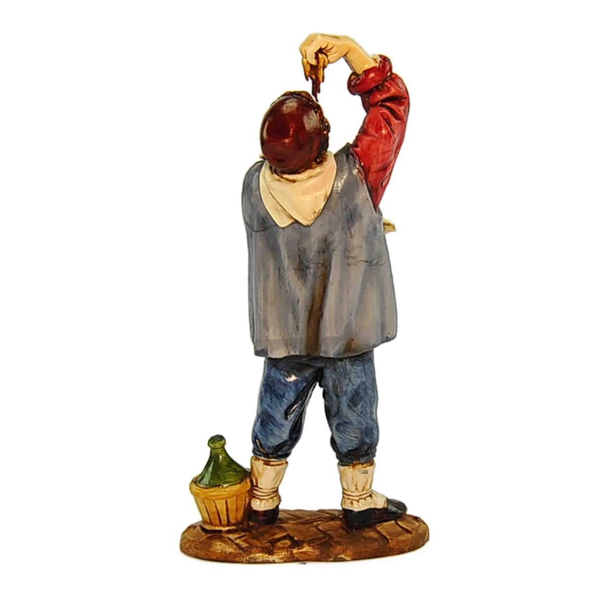 Statua cm.12 Mangiatore Spaghetti con Fiasco | Moranduzzo