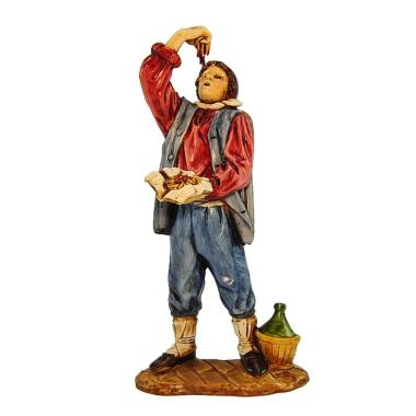 Statua cm.12 Mangiatore Spaghetti con Fiasco | Moranduzzo