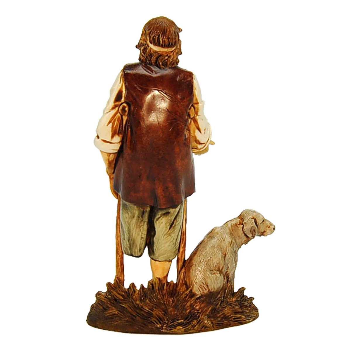 Statua presepe 12 cm mendicante stampelle cane