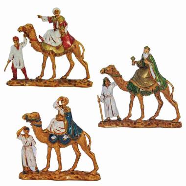 Statua cm.3,5 Re Magi con Cammelli e Cammellieri Set da 3 Pz. |Moranduzzo