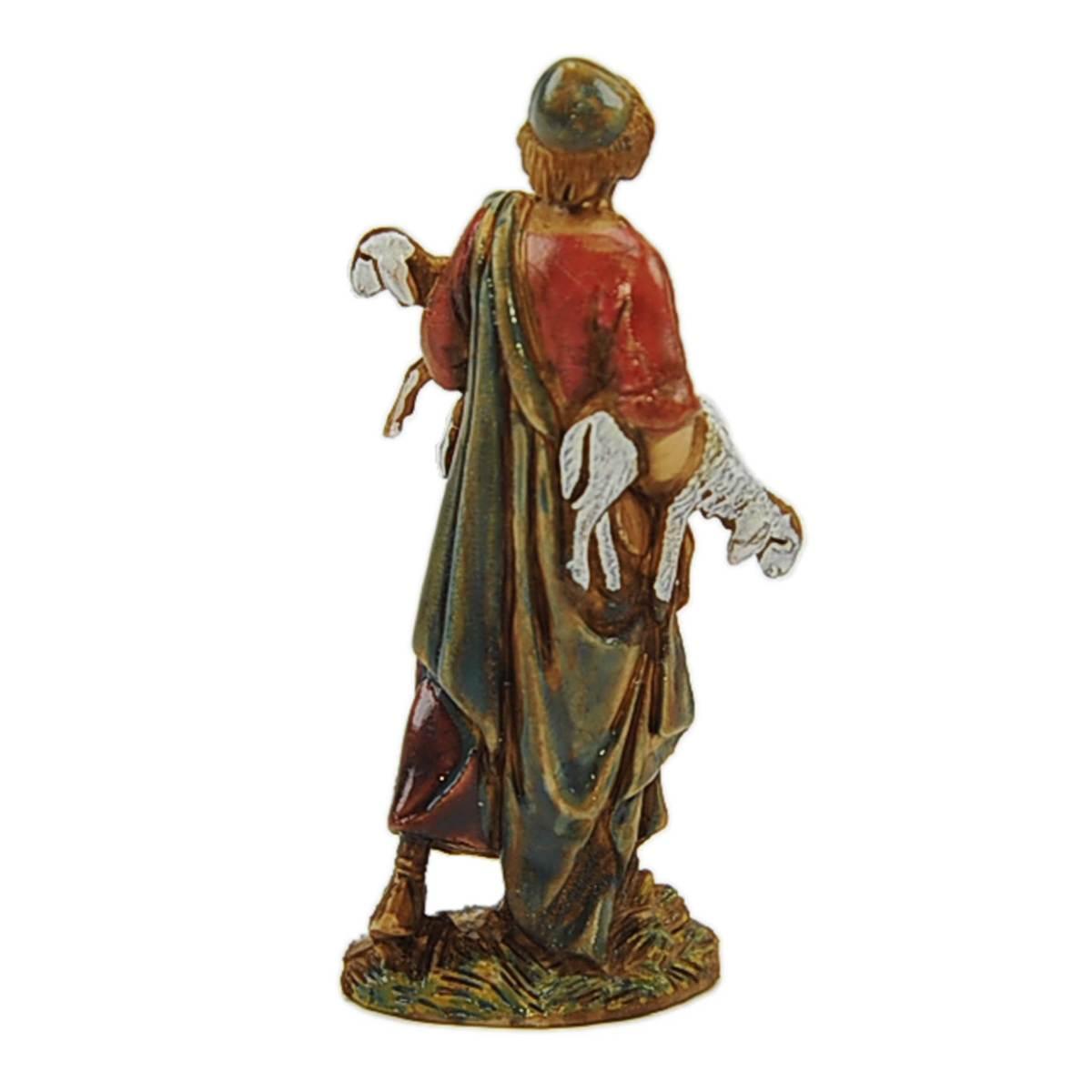 Statua cm.6,5 Pastore con Due Agnelli in Braccio | Moranduzzo