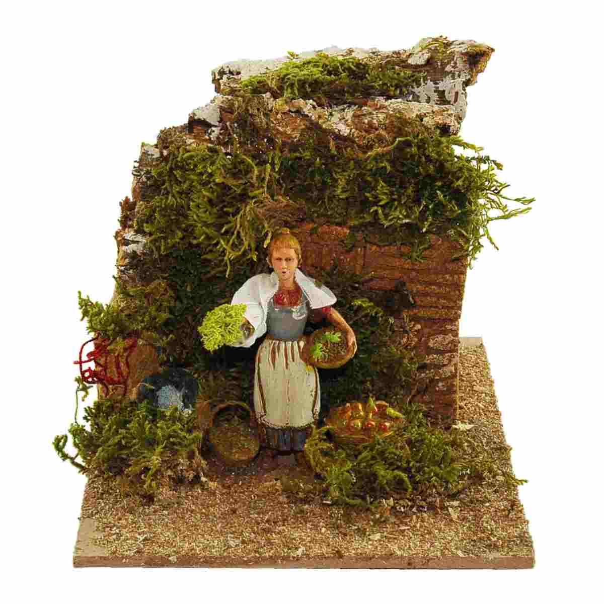 Statua cm.10 Donna con Frutta con con Movimento | Moranduzzo