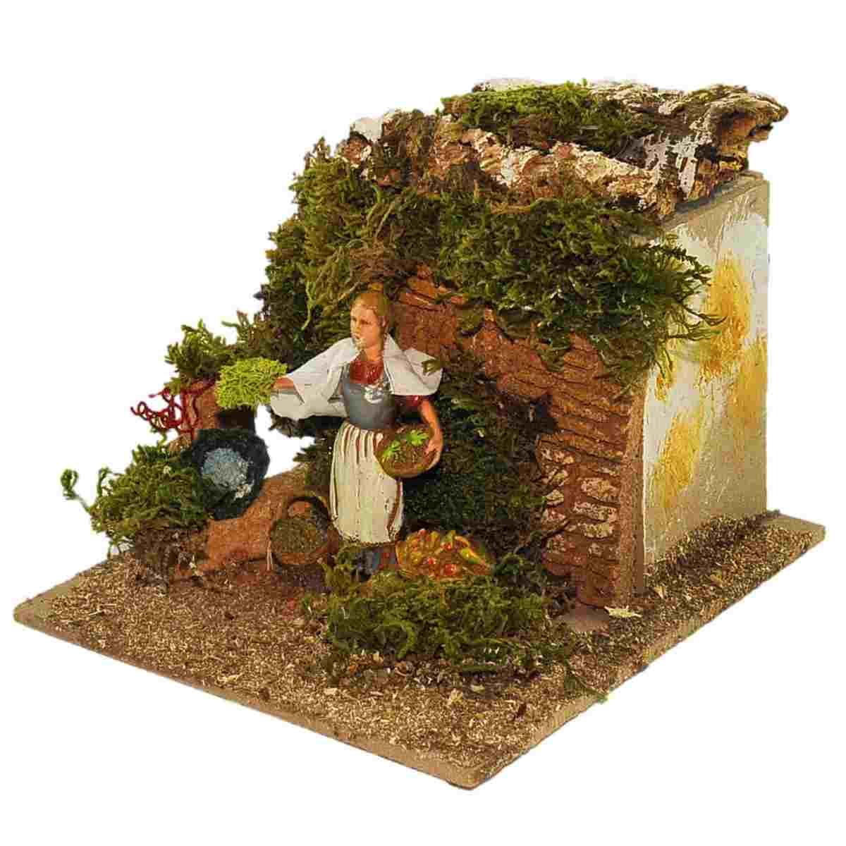 Statua cm.10 Donna con Frutta con con Movimento | Moranduzzo