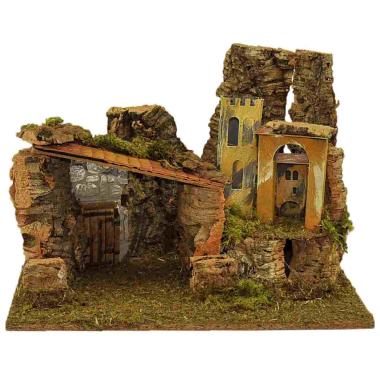 Capanna Legno con Luci Case cm.41x31x27 | Moranduzzo