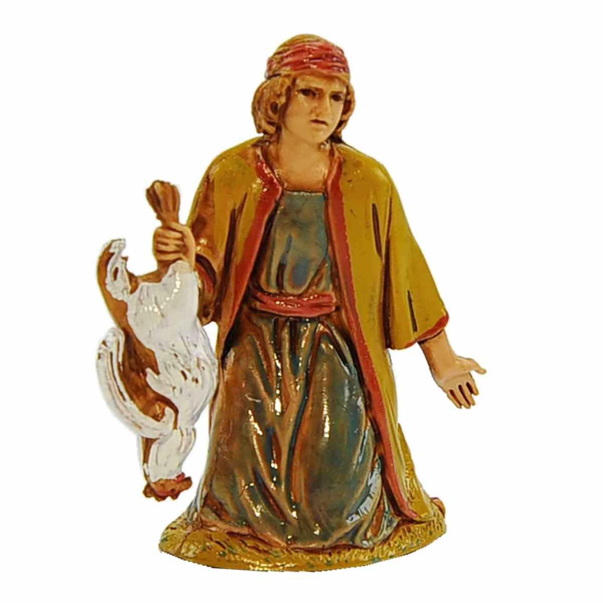 Statua cm.6,5 Inginocchiato con Gallo | Moranduzzo