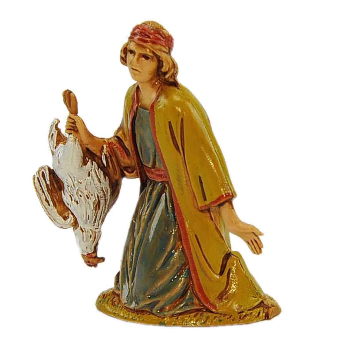 Statua cm.6,5 Inginocchiato con Gallo | Moranduzzo