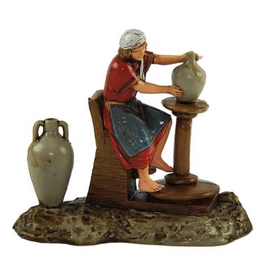 Statua cm.10 Vasaio con Tornio e Anfore |Moranduzzo