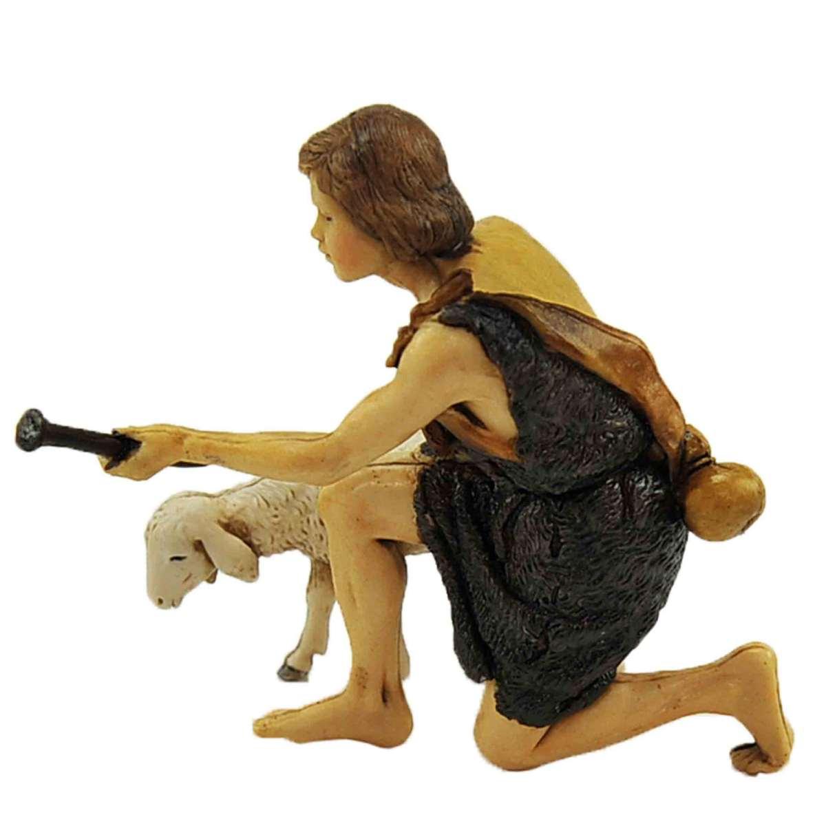Statua cm.13 Pastore inginocchiato con Pecora | Moranduzzo