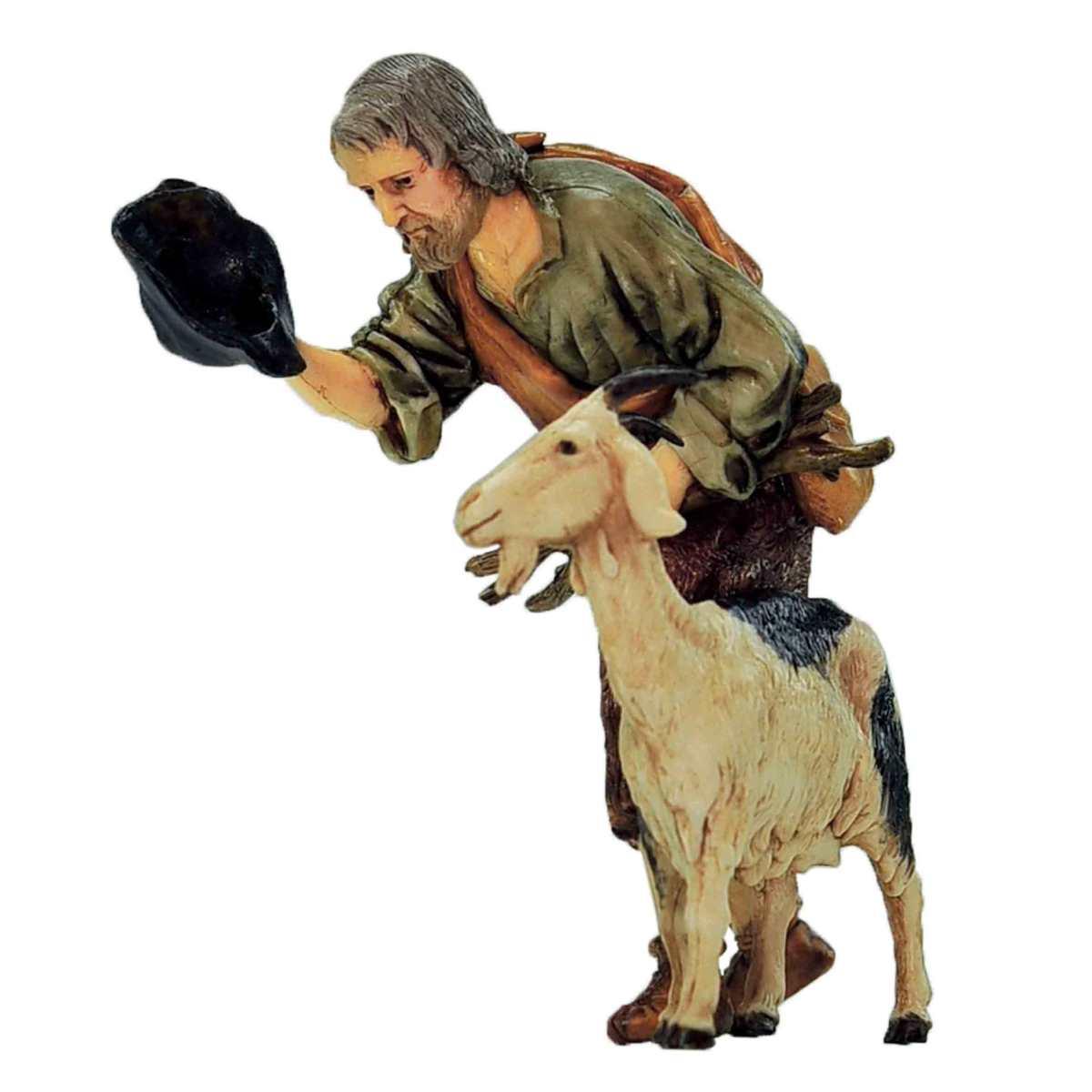 Statua cm.13 Vecchio con Cappello e Capra | Moranduzzo