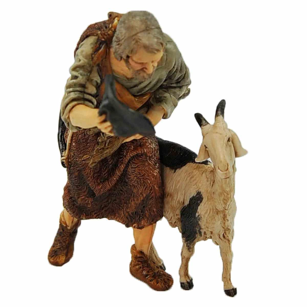 Statua cm.13 Vecchio con Cappello e Capra | Moranduzzo