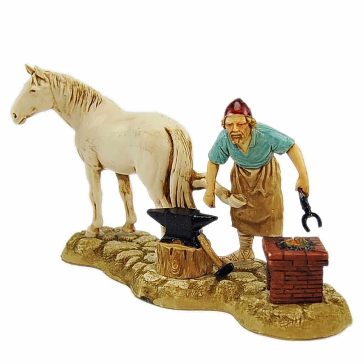 Statua cm.10 Maniscalco con Cavallo e Incudine | Moranduzzo
