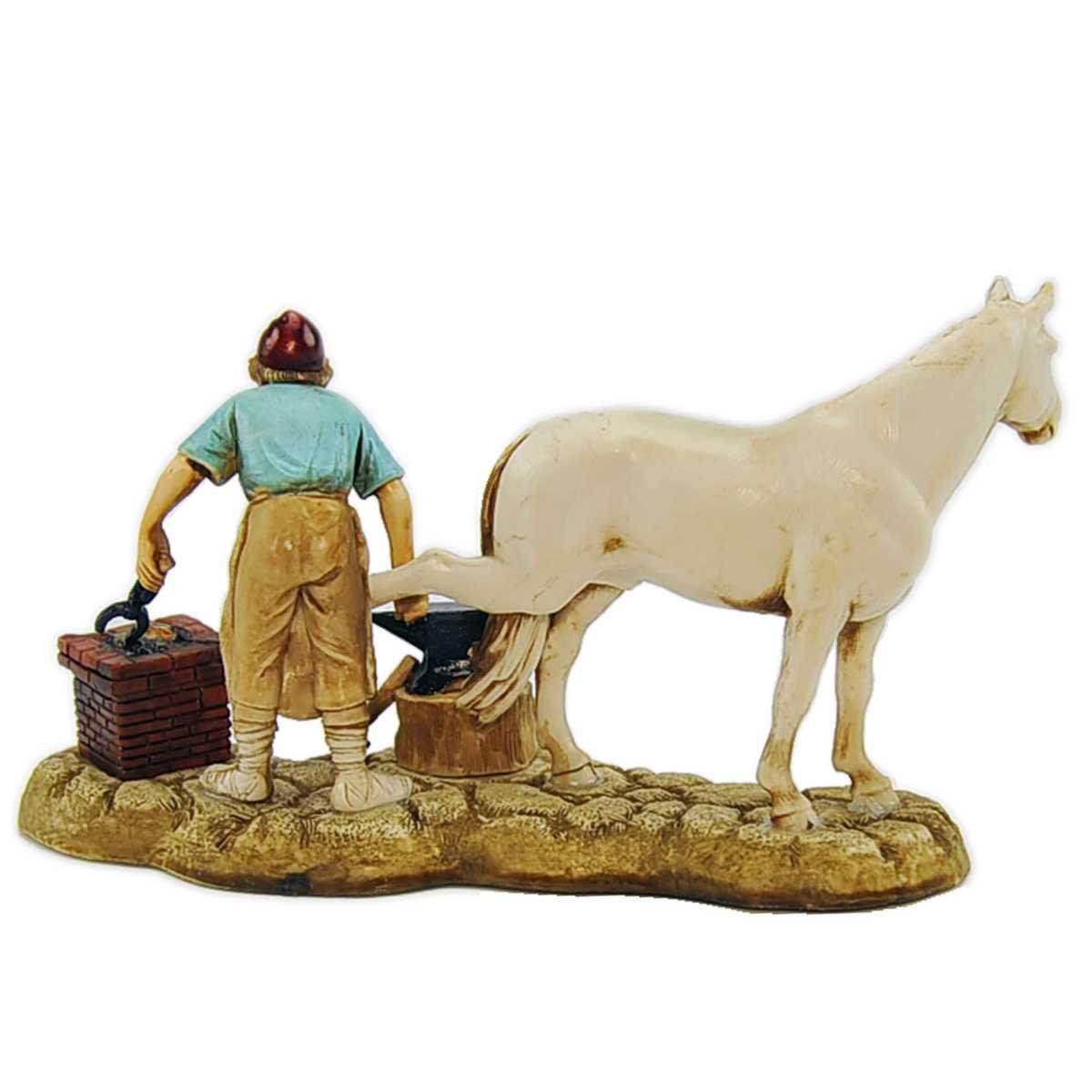 Statua cm.10 Maniscalco con Cavallo e Incudine | Moranduzzo