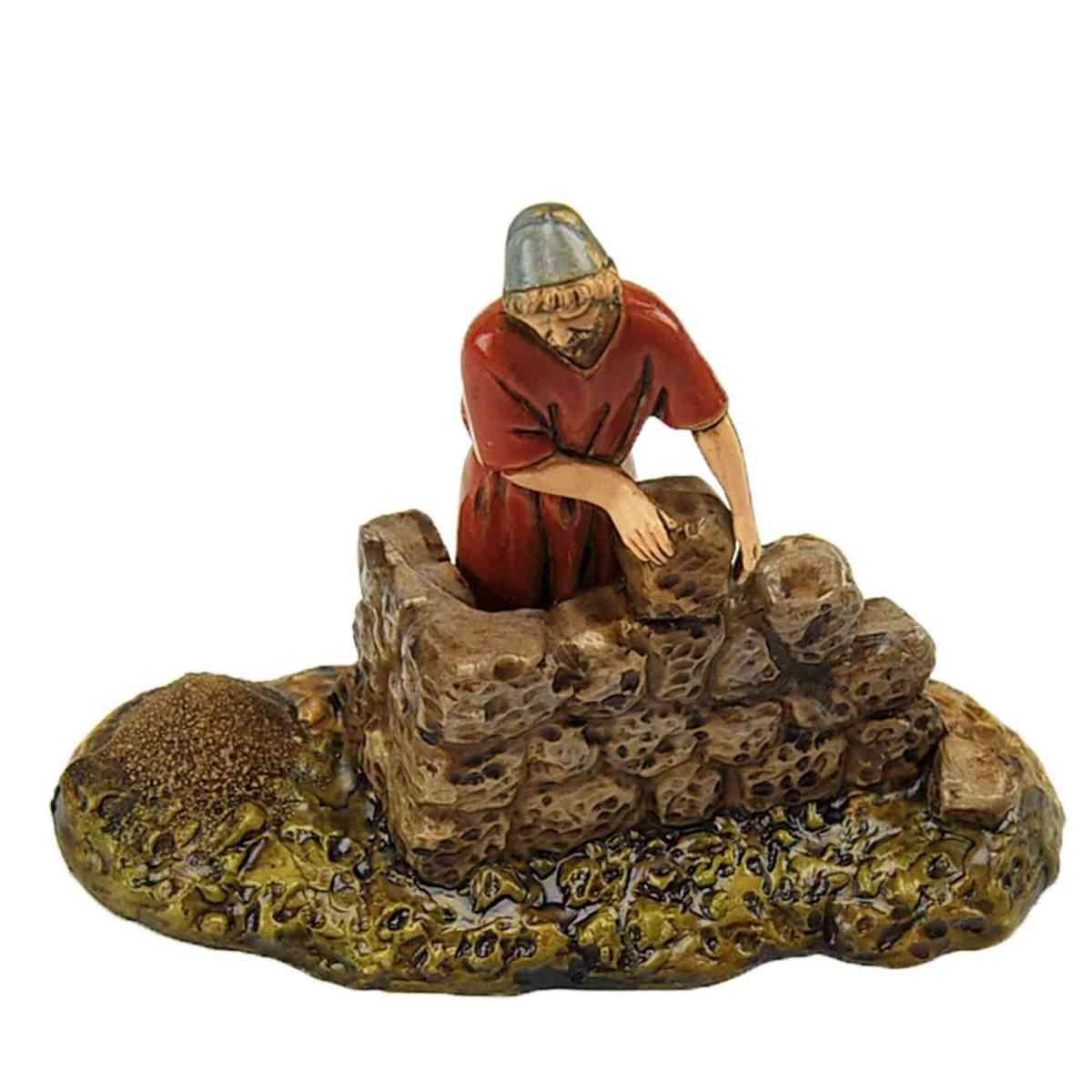 Statua cm.10 Muratore con Muretto | Moranduzzo