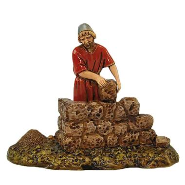 Statua cm.10 Muratore con Muretto | Moranduzzo