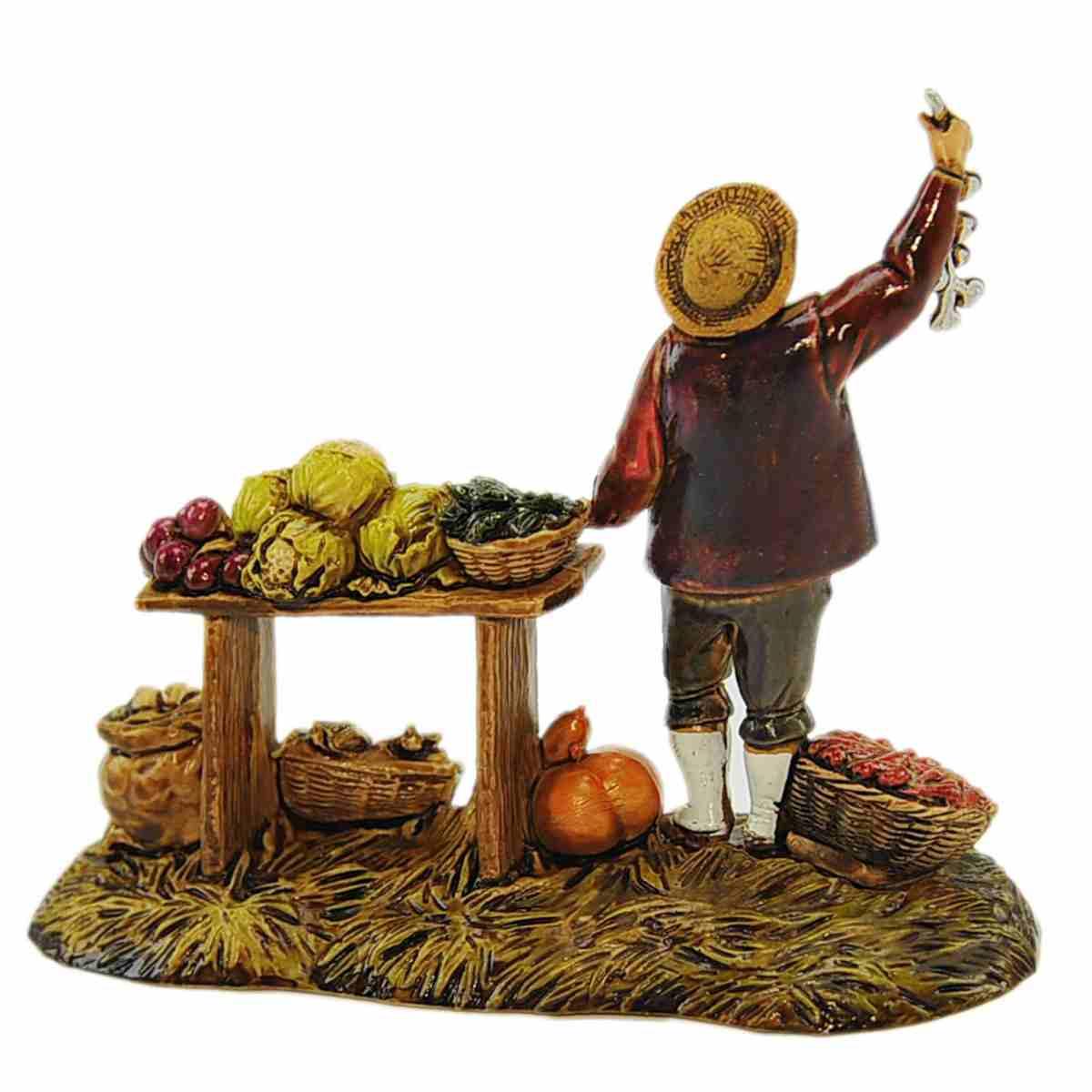 Statua cm.10 Fruttivendolo con Ceste e Bancarella |Moranduzzo