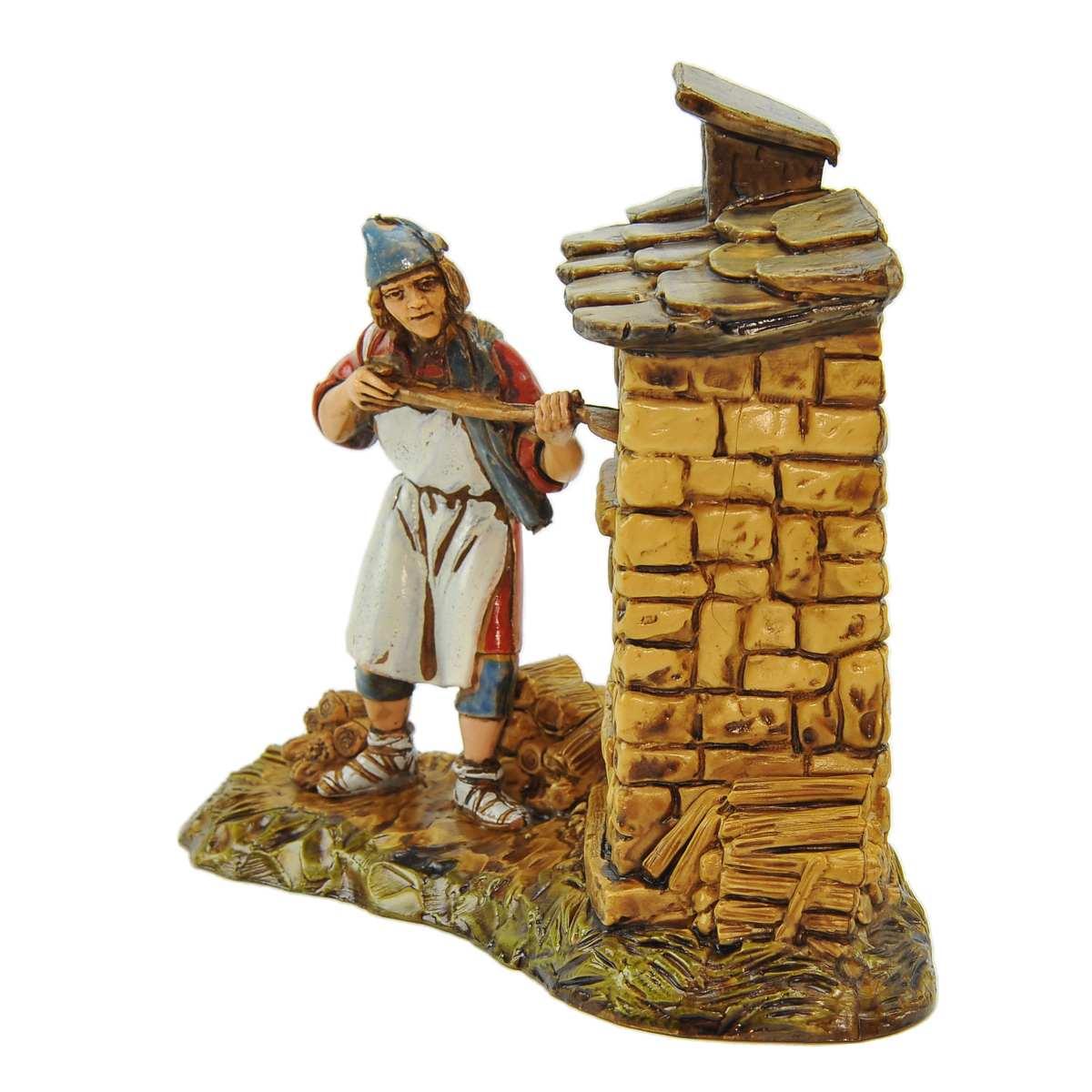 Statua cm.10 Fornaio con Forno e Pala |Moranduzzo