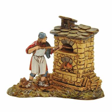 Statua cm.10 Fornaio con Forno e Pala |Moranduzzo