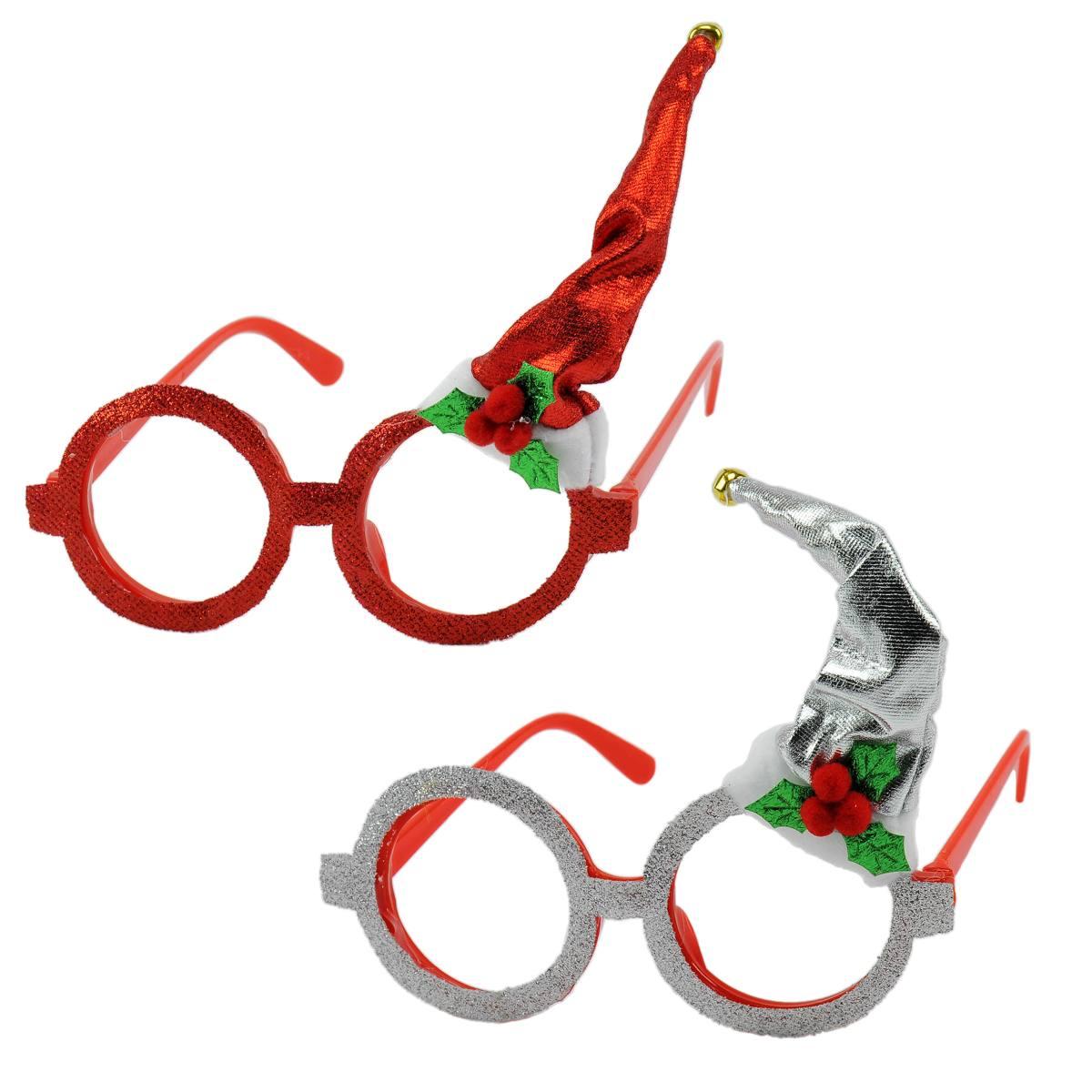 Occhiali Natalizi con Cappellino Glitter 2 Colori |Moranduzzo