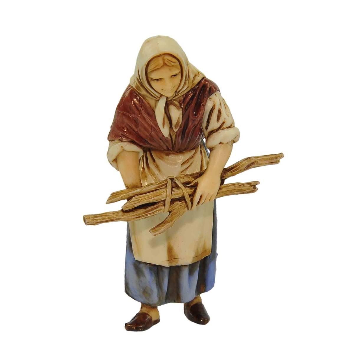 Statua cm.10 Donna con Legna | Moranduzzo