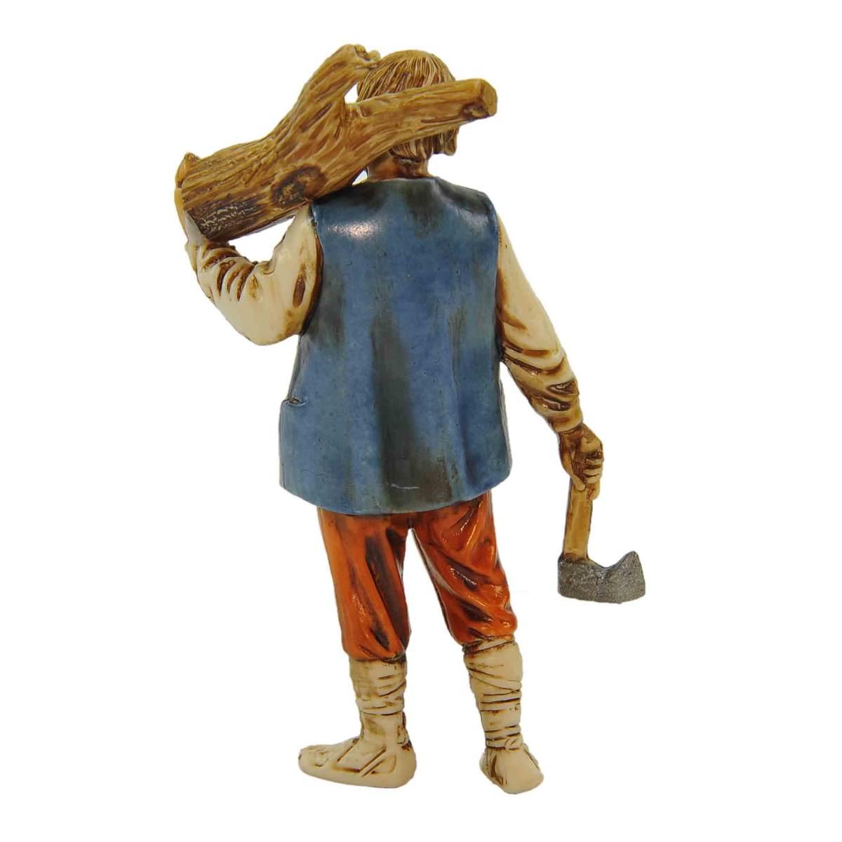 Statua cm.10 Boscaiolo con Legna e Accetta | Moranduzzo