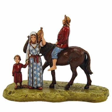 Statua cm.6 Uomo a Cavallo con Donna e Bambino | Moranduzzo